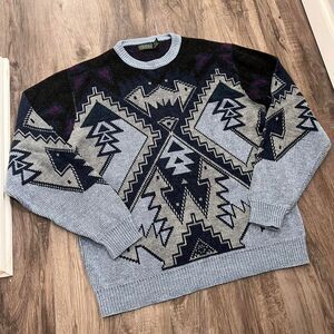 Vintage 90s Chunky Tribal Knit Sweater